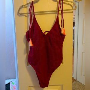 Burgundy One piece Swimsuit